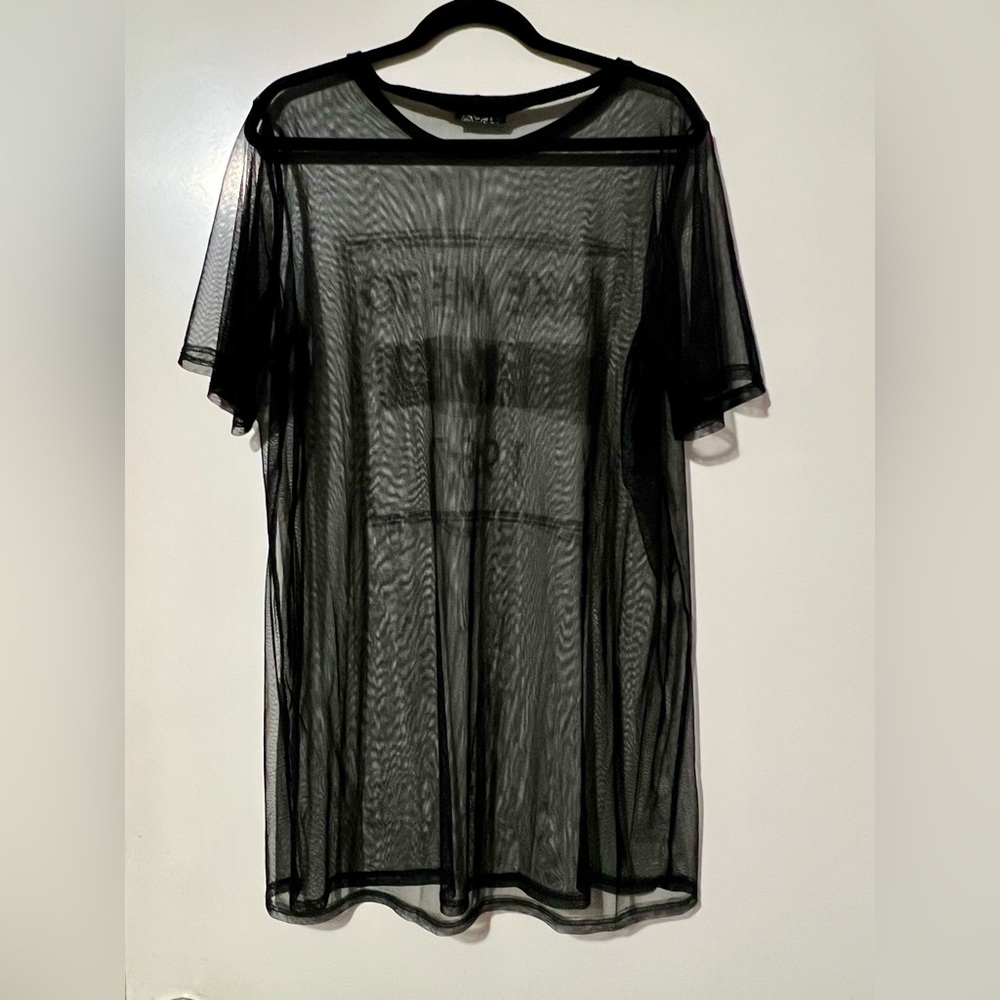 Black and Gold Paris Sheer Mesh Top - Picture 4 of 4